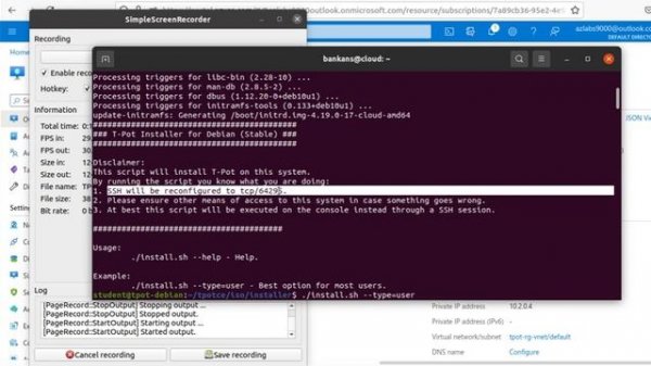 T-POT Honeypot installation Guide on Azure - hands on Lab, configure, install, review dashboard