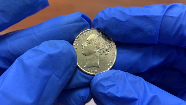 1 соверен 1855 год. Виктория. Золото 0. 917 пробы 8 грамм. Редкость! смотреть онлайн