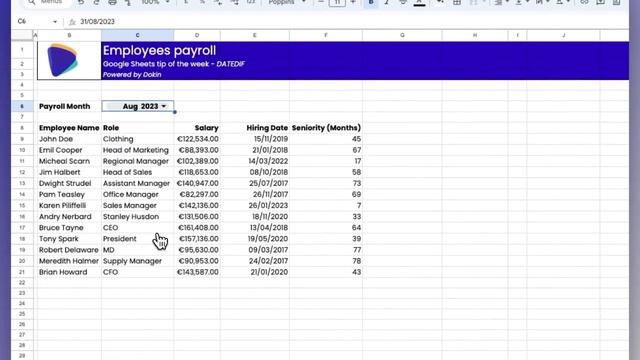 DATEDIF in Google Sheets смотреть онлайн