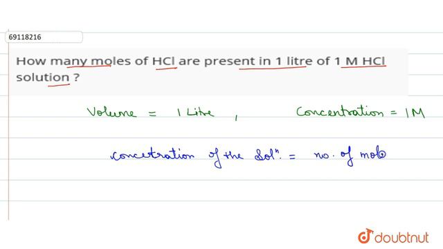 How many moles of HCl are present in 1 litre of 1 M HCl solution ? смотреть онлайн