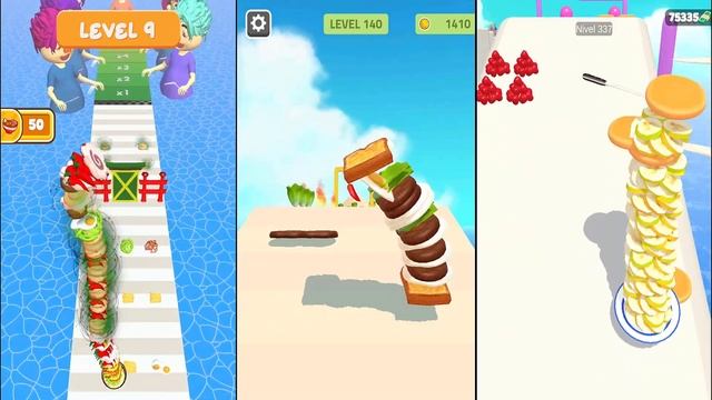 NOODLE RUN vs SANDWICH RUNNER vs PANCAKE RUN - Triple Game смотреть онлайн