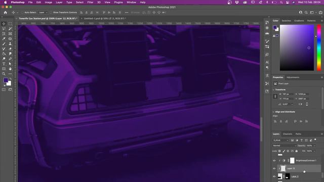 Tenerife In Cyberpunk Style | Speed Art (Photoshop) | Retro Wave 80's Back To The Future Night City