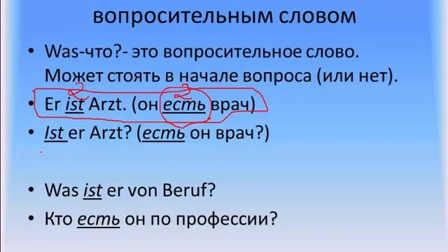 Вопросительные предложения с вопросительным словом в немецком языке. смотреть онлайн