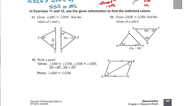 5-3 Congruent Triangles SAS McD 4 2 Practice B ws смотреть онлайн