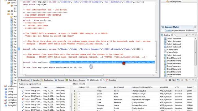 SQL INSERT INTO DEMO смотреть онлайн