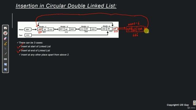 36 S04 L36 Insert node in Circular Doubly Linked List CDLL Dry Run смотреть онлайн