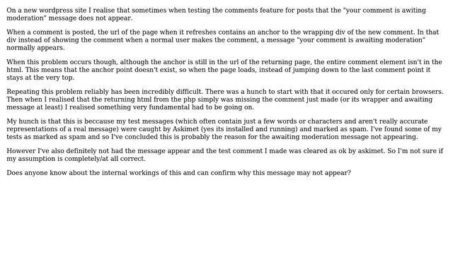 Wordpress: your comment awaiting moderation message sometimes not appearing смотреть онлайн
