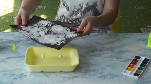 рисование акварелью с солью и клеем