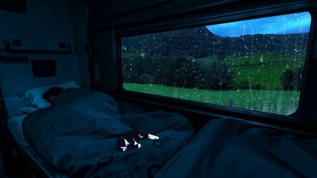 10 Hours ⚡️ Rain and thunder ? Rest on the Train with Heavy Rain & Train sound in a cozy cabin смотреть онлайн