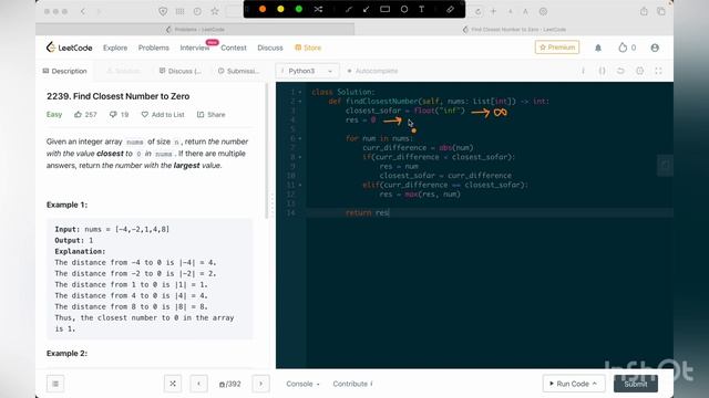 Find Closest Number to Zero - How to Think and Solve || Leetcode - 2239 || Python Solution || FAANG смотреть онлайн