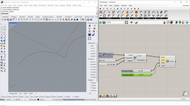 Rhino+ Grasshopper (учим параллельно) 3.2 урок- редактирование кривых в Grasshopper смотреть онлайн