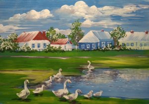 Мастер Класс. Гуашь. ОНЛАЙН УРОК. ГУСИ