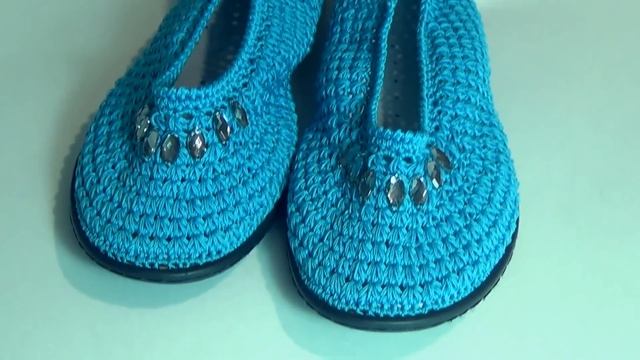 Вязание крючком. Балетки на подошве видео МК.   //  Crochet