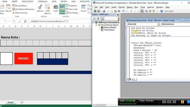 Muchamad Eki S.A. - Membuat Program Menebak Nama Kota dengan Excel - VBA смотреть онлайн