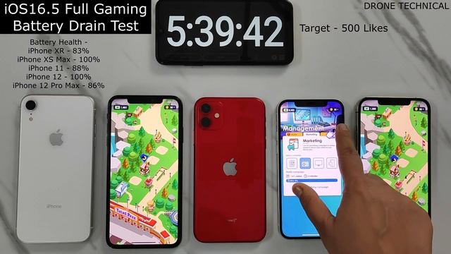 IPhone XR Vs XS Max Vs 11 Vs 12 Vs 12 Pro Max Full Gaming Battery Drain Test 2023 IOS16.5