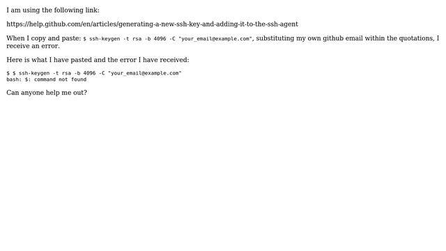GIT Bash Error when trying to generate SSH key смотреть онлайн