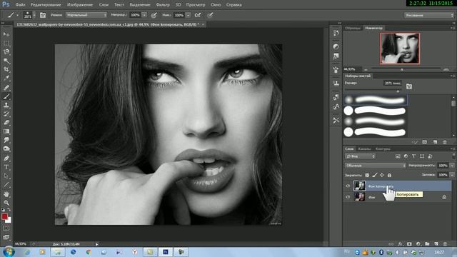#5//Фотошоп//Красные губы на чёрно-белом портрете.// 5 Урок смотреть онлайн