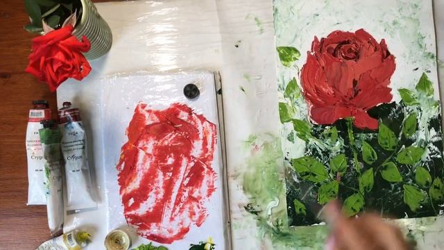 Нарисовать РОЗУ мастихином(ускоренно) смотреть онлайн