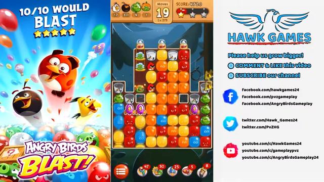 Angry Birds Blast Level 273 - 3 Stars Walkthrough, No Boosters смотреть онлайн