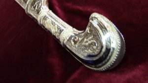 Кованая шашка азиатского типа с двудольным клинком и прибором из серебра фирмы «Назаров и Калибр»