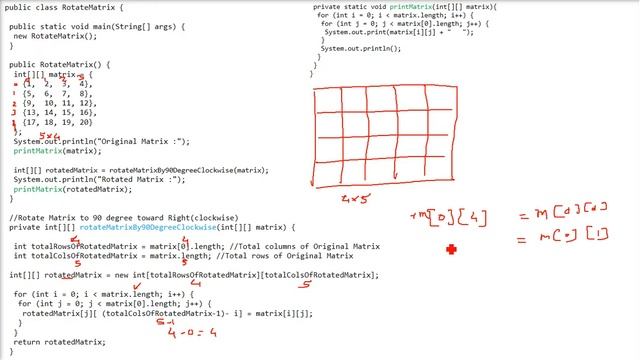 Rotate Matrix By 90 Degree clockwise and Counterclockwise Java Program смотреть онлайн