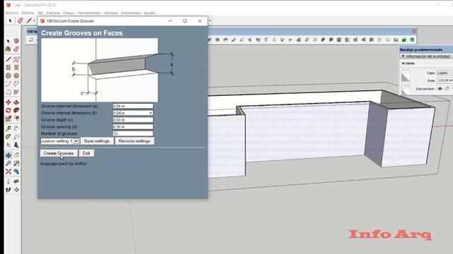 Create horizontal groove lines on selected face / 1001bit plugin SketchUp смотреть онлайн