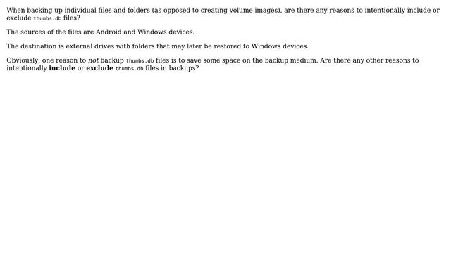 When backing up files and folders, include or exclude thumbs.db? смотреть онлайн