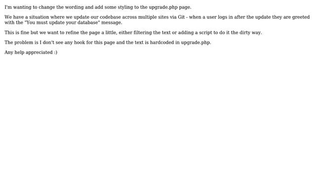 Wordpress: Filter / add_action to upgrade.php page смотреть онлайн
