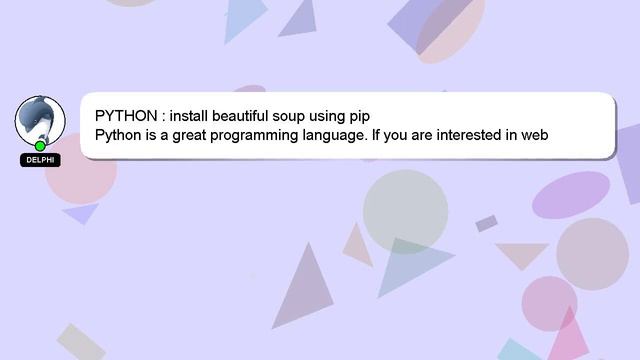 PYTHON : install beautiful soup using pip смотреть онлайн