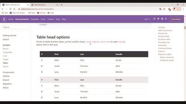 Tables- Bootstrap смотреть онлайн