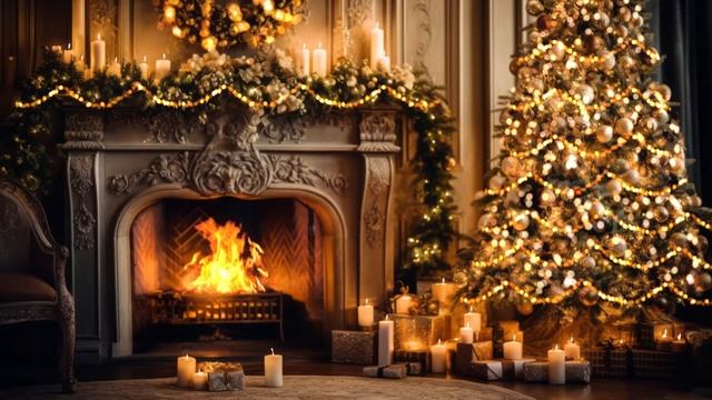 Beautiful Christmas Ambience ?? Relaxing Christmas Music Fireplace ? Christmas Fireplace Background