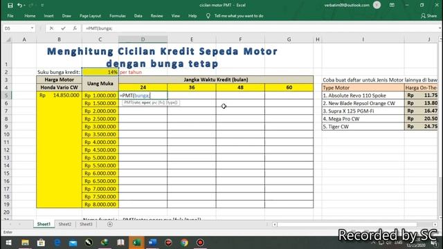 [TUTORIAL EXCEL] CARA MEMBUAT TABEL KREDIT ANGSURAN CICILAN TETAP UNTUK BROSUR PENJUALAN MOTOR MOBI смотреть онлайн