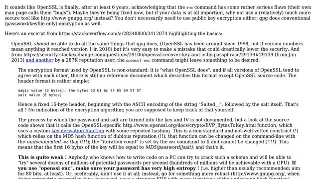 Using -iter or -pbkdf2 would be better while decrypting a file encrypted using OpenSSL 1.1.0g смотреть онлайн