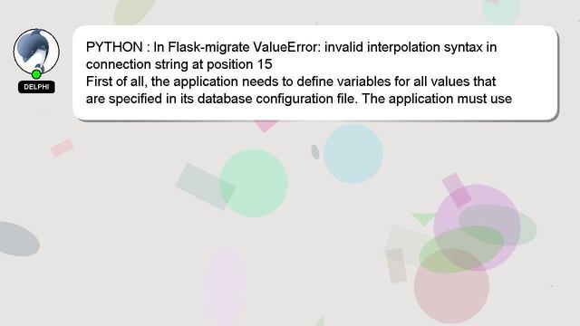 PYTHON : In Flask-migrate ValueError: invalid interpolation syntax in connection string at position смотреть онлайн