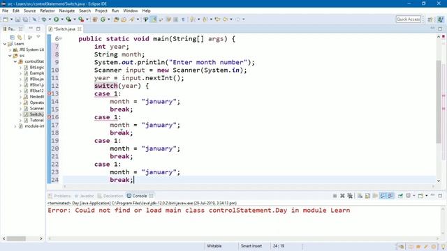 Switch statement example in java with import and scanner смотреть онлайн