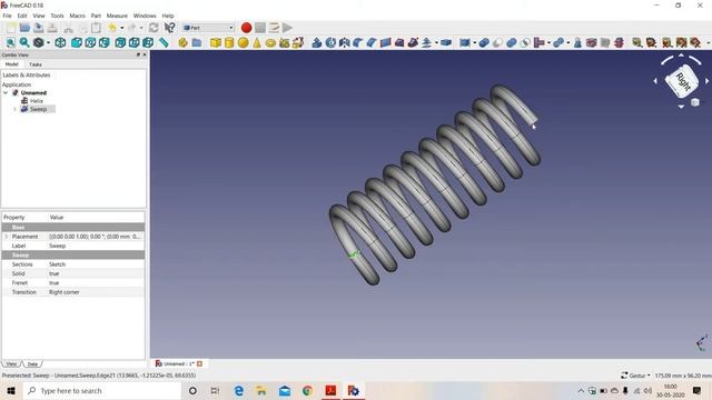 FreeCAD Tutorial: Spring CAD ; CAD Model of Spring; Spring Tutorial by FreeCAD; Compression Spring. смотреть онлайн