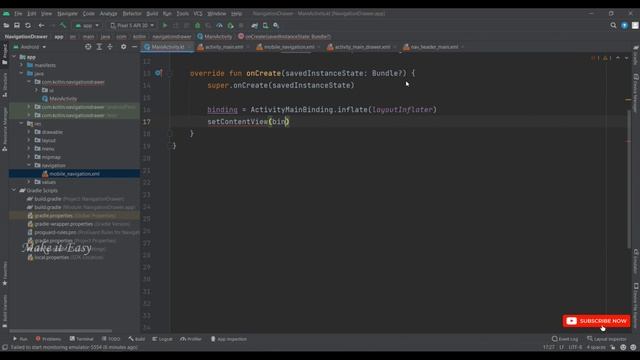 How to Implement Navigation Drawer using Kotlin | Android | Kotlin | Make it Easy смотреть онлайн