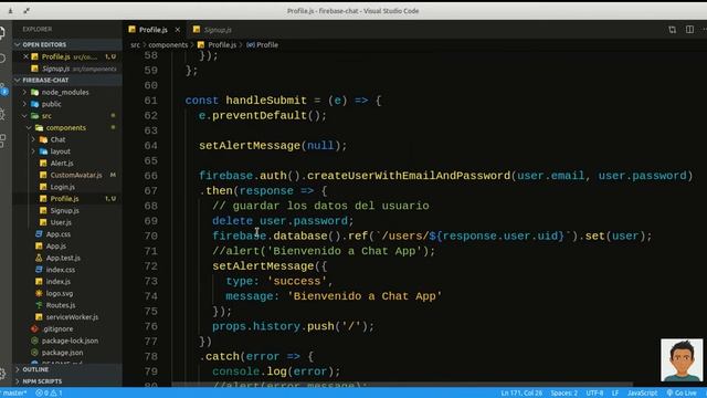 Aplicación de chat con ReactJS (perfil de usuario) - parte 9 смотреть онлайн