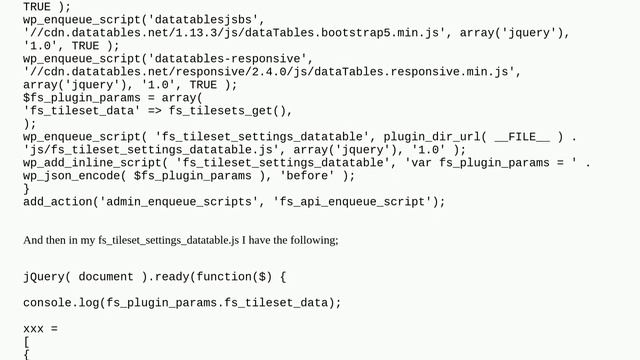Wordpress: Wordpress 6.3 with datatables - cannot seem to pass json from php to javascript смотреть онлайн
