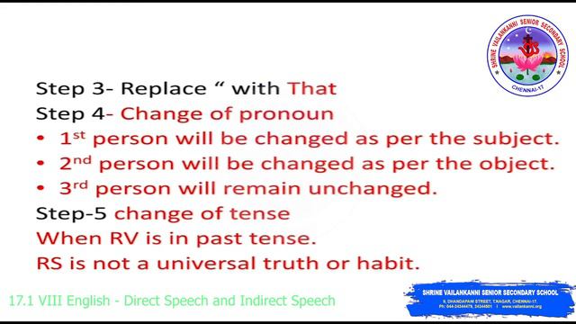 SVSSS (8 CBSE) - VIII English - 17.1 - "Direct Speech and Indirect Speech" смотреть онлайн
