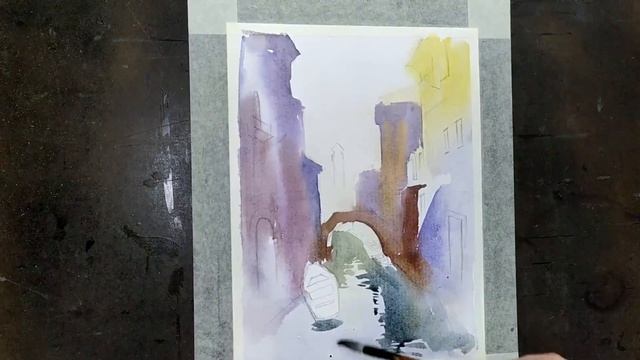 Городской пейзаж Венеции акварелью Уроки рисования ARTIX