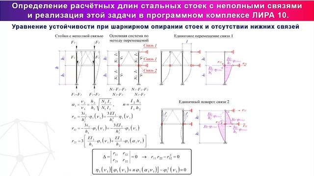 LIRA 10 | Расчётные длины стальных стоек с неполными связями смотреть онлайн