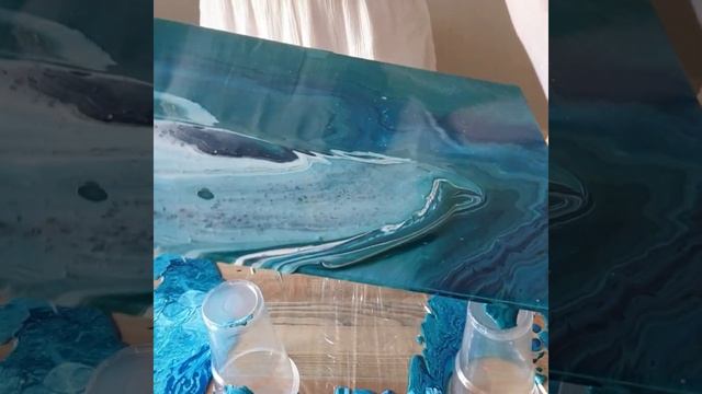 Флюид арт в морской холодной гамме. Fluid Bubbles