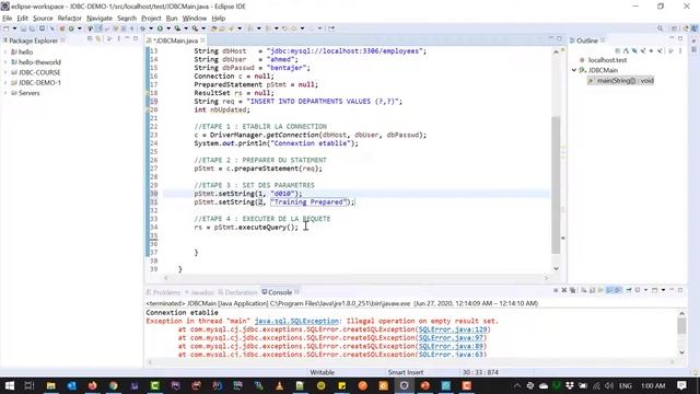 JAVA/JDBC : 15 - PreparedStatement - Exemple INSERT смотреть онлайн