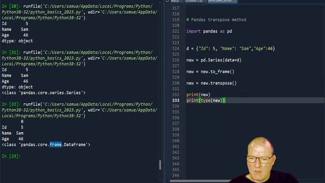 Python Basics Tutorial Panda Transpose Method смотреть онлайн