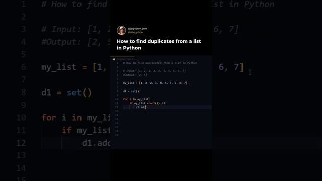 How to find duplicates from a list in Python #python #program смотреть онлайн