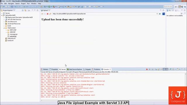 Java File Upload Example with Servlet 3.0 API смотреть онлайн