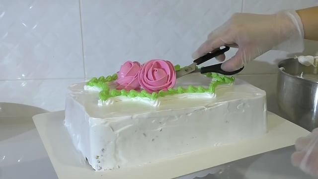 Кремовый ТОРТ с цветами РОЗЫ из крема  Olya Tortik Домашний Кондитер