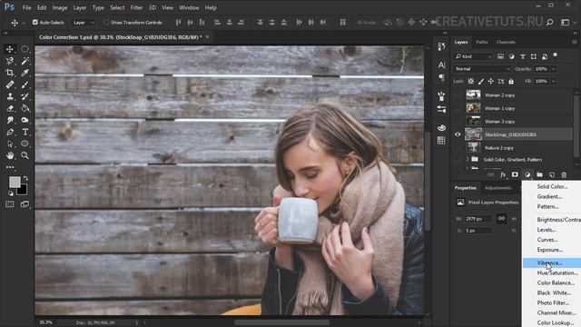 Цветокоррекция Photoshop. Brightness and Contrast, Exposure, Vibrance смотреть онлайн