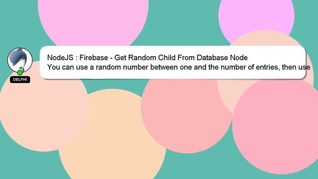 NodeJS : Firebase - Get Random Child From Database Node смотреть онлайн